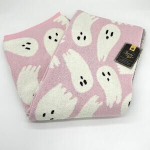 Spooky Night Pink Boo Ghost Halloween Throw Blanket NEW